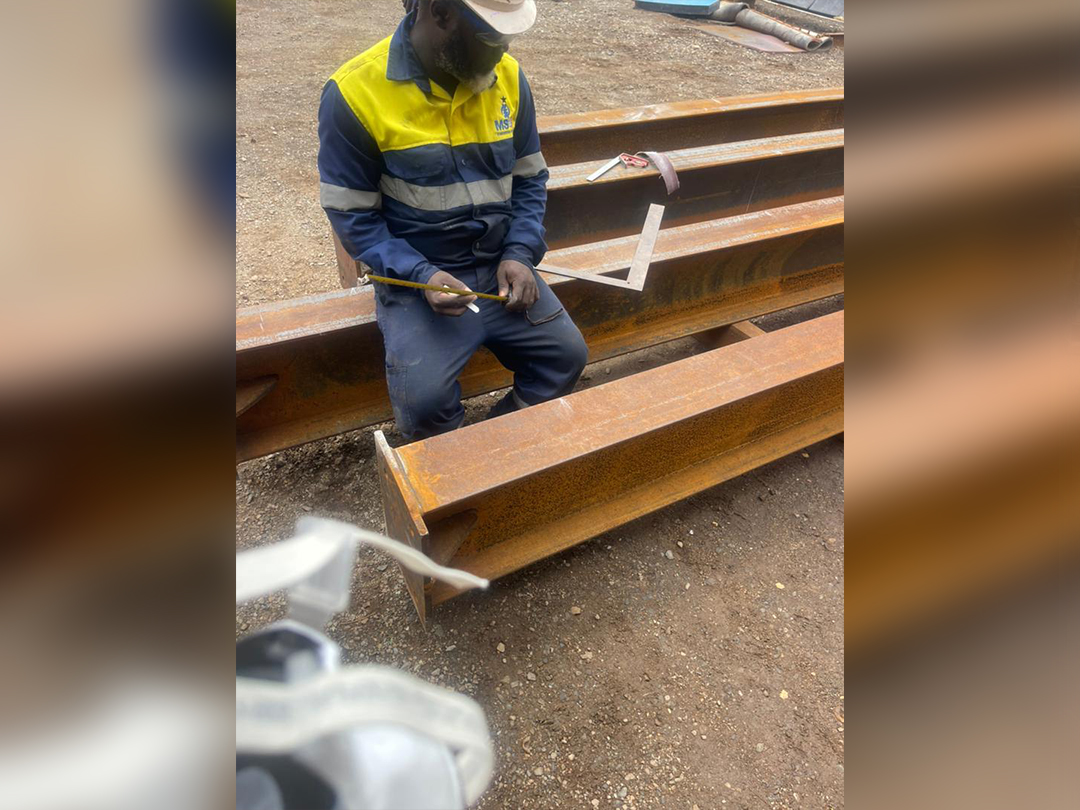 Fabrication on I beams before <br> sandblast and painting